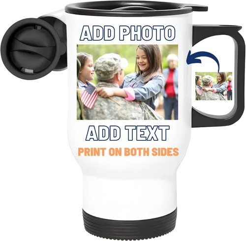 Taza de vaso personalizada, texto con imagen personalizada o logotipo, taza de cerámica, regalo personalizado para hombres y mujeres, taza