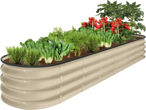 Miniatura 12 de Best Choice Products Cama de jardín elevada de metal para exteriores de 8 x 2 x 1 pies, maceta ovalada de raíces profundas para verduras, flores