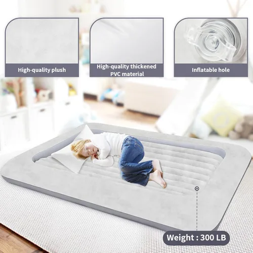 Miniatura 4 de Colchón de aire para niños: colchón de aire portátil rápido para niños, cama inflable portátil de viaje, superficie con felpa suave y cómoda, ideal
