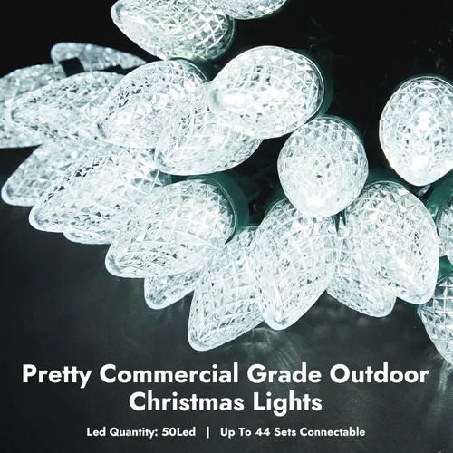 Miniatura 2 de Dirnun Luces LED C9 de Navidad para exteriores, decoraciones de Navidad de grado comercial, 50 LED, 33 pies, juego de luces para árbol de Navidad