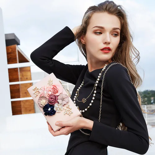 Miniatura 8 de Milisente - Bolso tipo clutch de diseño floral, bolso de noche para mujer, para novias, bodas