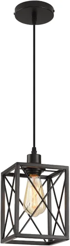 Lámpara colgante negra moderna, lámpara colgante ajustable, luces colgantes para isla de cocina (paquete de 1 lámpara colgante cuadrada)