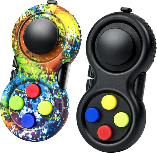 Miniatura 10 de juguete original de concentración Fidget, juego de controlador clásico de goma con 8 funciones Fidget y cordón - Excelente para aliviar el estrés