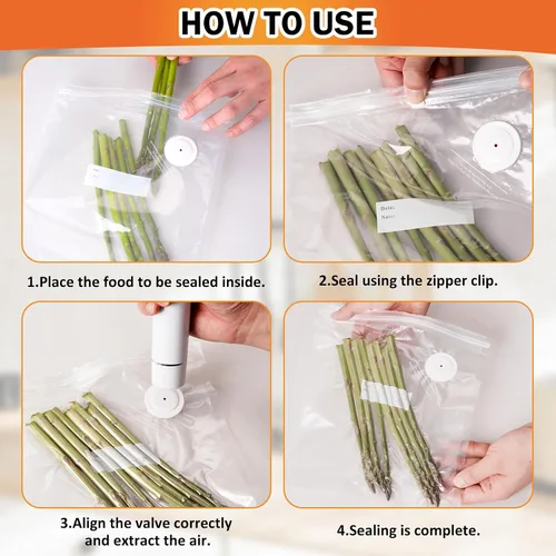 Miniatura 5 de Bolsas selladoras al vacío reutilizables para alimentos, 60 unidades de 8 x 10 pulgadas y 10 x 11 pulgadas, bolsas selladoras al vacío para cocinar