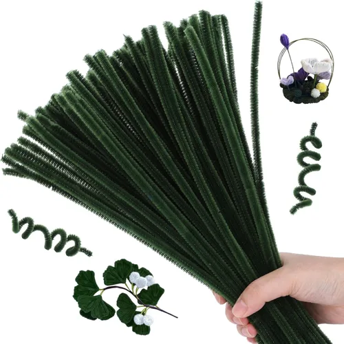 Miniatura 20 de Hssugi Limpiapipas plateadas, 100 piezas de limpiadores de pipas para manualidades, limpiadores de pipas dorados con purpurina a granel