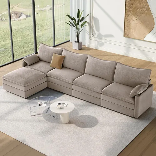 Miniatura 56 de Vesgantti 2 Piece Loveseat & 3 Seater Sofa Set, Modular Cloud Couch, Beige