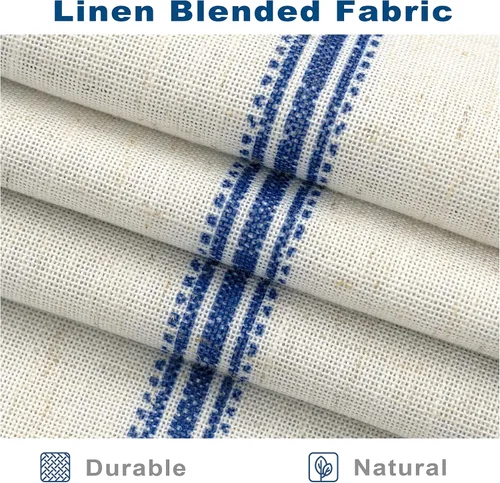Miniatura 5 de DriftAway - Cortinas de Lino Mezcla de Granja 100% Opacas de 84 Pulgadas de Largo para Dormitorio, Cortinas Verticales Rayadas Impresas de Lino