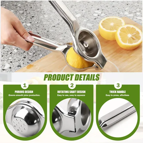 Miniatura 3 de Exprimidor de limón de acero inoxidable – Exprimidor manual de cítricos, prensa de mano de limón de metal, exprimidor de cítricos de frutas para 1