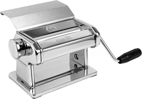 MARCATO Hecha en Italia Atlas 150 Máquina Manual de Pasta Deslizante, Acero Cromado. Para Lasaña, Fettuccine, Tagliolini, Pasta de Azúcar, Masa de