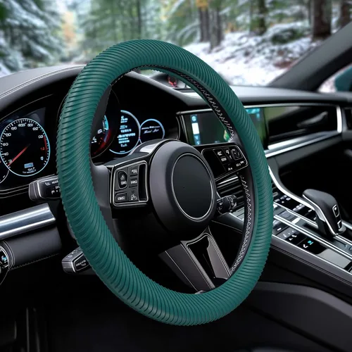Miniatura 15 de WOCOCN Funda para volante de automóvil, funda delgada de silicona antideslizante para hombres y mujeres, accesorios interiores universales