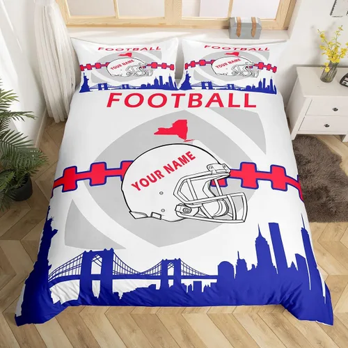 Miniatura 24 de Erosebridal Juego de funda de edredón personalizada para niños y niñas, juego de cama de jugadores de fútbol, funda de edredón de rugby con 1 funda