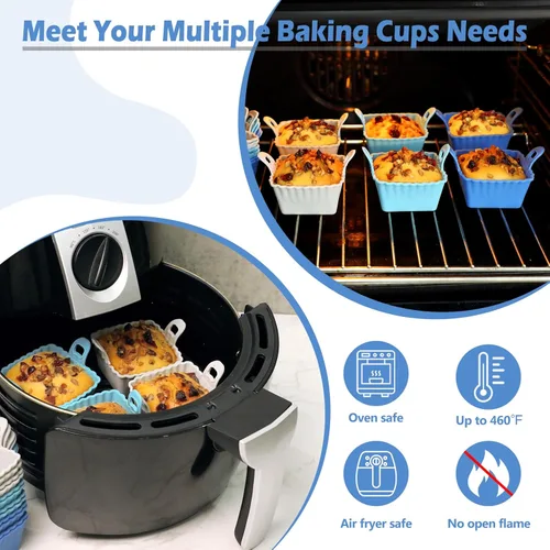 Miniatura 3 de Koluti Juego de 12 Moldes de Silicona Reutilizables para Hornear, Molde Antiadherente para Muffins y Cupcakes con Doble Asa, Sin BPA, Mini Moldes