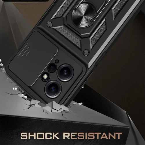 Miniatura 6 de CCSmall Funda para Xiaomi Redmi Note 12 4G con cubierta de cámara deslizante, funda protectora de grado militar para teléfono con soporte de anillo
