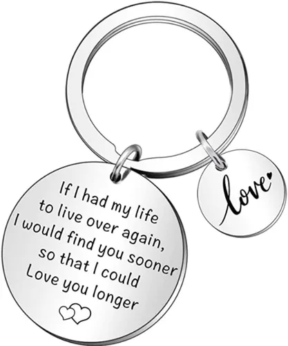 Miniatura 4 de Llavero de regalo de aniversario de Navidad para parejas, con texto en inglés "If I Had My Life to Live Over Again", llavero para novio, esposa