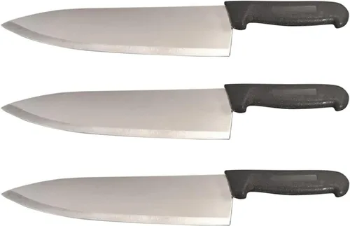 Cuchillo de chef de 12 pulgadas, mango negro, cubiertos de cocina comercial afilados de afeitar, cuchillos de cocina (paquete de 3, chef de 12
