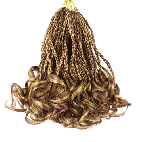 Miniatura 31 de Trenzas de ganchillo rizado francés T33, cabello pre-anillado 10 pulgadas, trenzas cortas rizadas francesas con extremos rizados, trenzas box