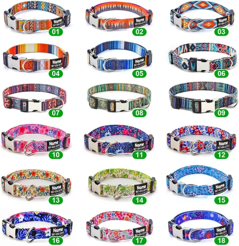Miniatura 2 de Collar de perro personalizado grabado con placa de nombre, personalizado con etiqueta de identificación y número de teléfono, 6 estilos para niños