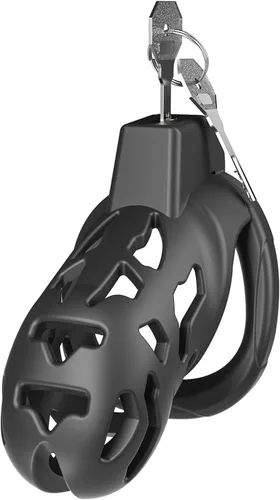 Miniatura 9 de Jaula de castidad masculina, dispositivos de castidad pequeños con anillos de 5 tamaños y bloqueo invisible para hombre, equipo de bondage