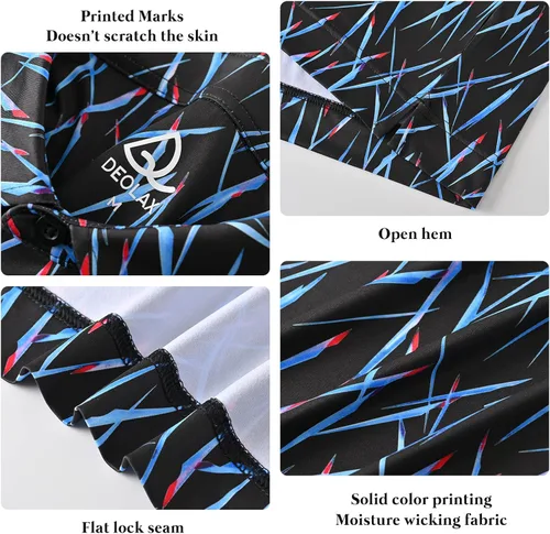 Miniatura 90 de DEOLAX Camisa de golf para hombre, con estampado de moda, atlética, de manga corta, clásica, casual, ajuste seco, suave, para hombres