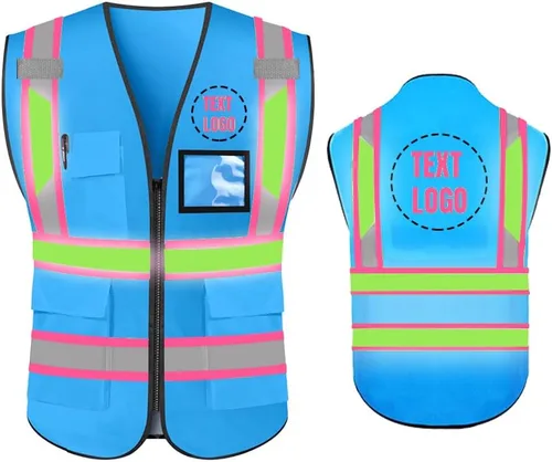 Miniatura 30 de Chaleco de Seguridad de Alta Visibilidad con Alta Reflectividad, Ropa de Trabajo de Seguridad Personalizada con Logotipo, Tiras Reflectantes