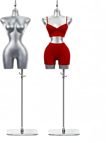 Miniatura 11 de Modelo de torso de maniquí femenino dorado y plateado con altura ajustable y soporte de base de metal para tienda de ropa al por menor (negro, L)