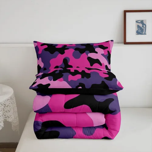 Miniatura 6 de Juego de edredón de camuflaje para niños, tamaño individual, para niños y niñas, juego de ropa de cama ligero con estampado de camuflaje militar