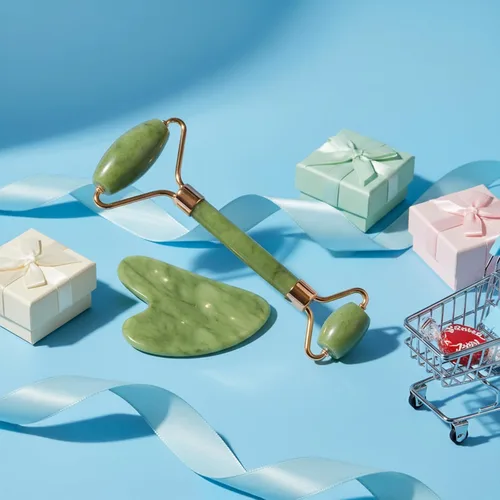 Miniatura 2 de BAIMEI IcyMe Gua Sha y rodillo de jade - Herramientas faciales, rodillo facial y juego de Gua Sha para reducir la hinchazón y el enrojecimiento