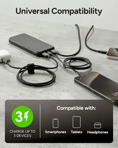 Miniatura 5 de Mophie powerstation prime10 - Banco de energía portátil con batería interna de 10,000 mAh, carga rápida USB-C PD de 18 W, carga 3 dispositivos