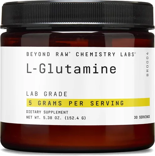 Beyond RAW Chemistry Labs L-Glutamina en polvo, apoya la función muscular, grado de laboratorio, 30 porciones