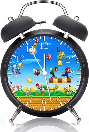 Twin Bell - Reloj despertador para niños con luz nocturna, silencioso, sin tictac, 4 pulgadas, metak y cara de cristal, ideal para decoración o
