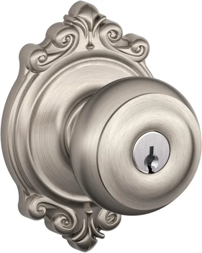 Miniatura 2 de SCHLAGE F51A GEO 619 BRK - Pomo georgiano con moldura Brookshire y cerradura de entrada con llave - Níquel satinado