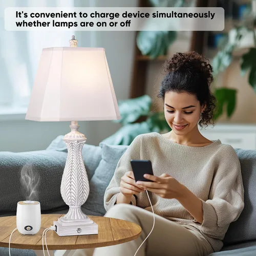 Miniatura 3 de Juego de 2 lámparas de mesa regulables de 3 vías para dormitorio, lámparas táctiles de 30 pulgadas de alto para sala de estar con puertos USB y tipo