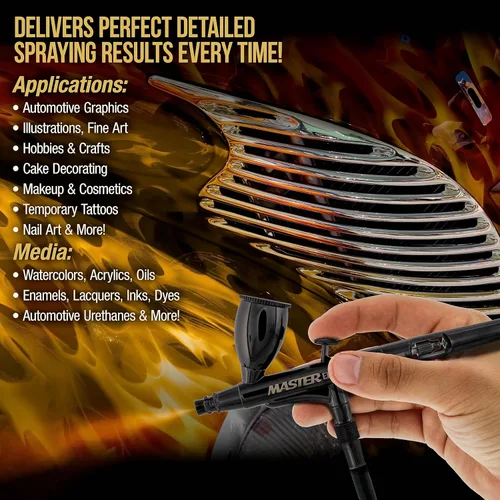 Miniatura 6 de Master Elite Plus Juego de aerógrafo, Modelo 120 - Kit de aerógrafo de nivel Elite de doble acción con alimentación por gravedad, punta de 0,3 mm, 2