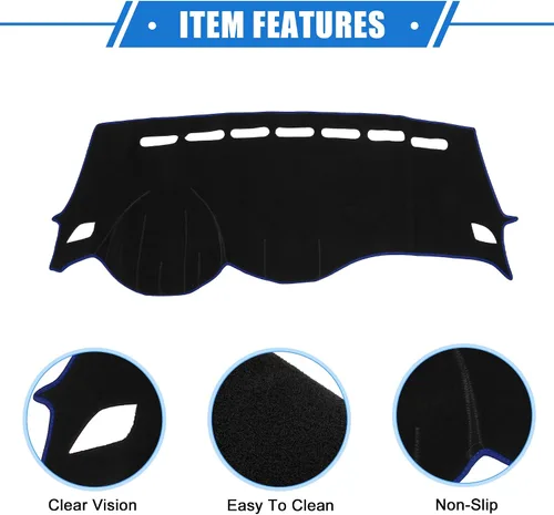 Miniatura 4 de Cubierta de tablero de instrumentos compatible con Chevy Trax 2017-2020, poliéster duradero negro cubierta delantera