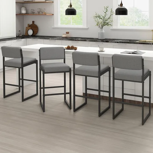 Miniatura 33 de SAECKBERG Taburetes de bar modernos de altura de mostrador, sillas de barra de 26 pulgadas de altura con respaldo, taburetes tapizados, taburetes