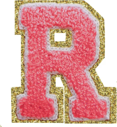 Miniatura 115 de Parches de letras termo-adhesivas de felpilla para chaquetas, parches de letras universitarias con brillantina para planchar en la letra azul A