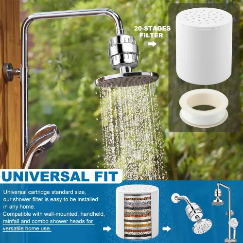 Miniatura 8 de Paquete de 4 filtros de cabezal de ducha de 20 etapas, cartucho de repuesto universal con cintas de sellado para suavizar el agua, eliminar metales