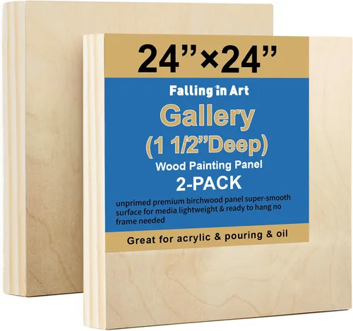 Miniatura 14 de Falling in Art Paquete de 2 paneles de lienzo de madera sin terminar, kit de paneles de madera de abedul de galería de 18 x 24 pulgadas, tablas