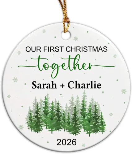 Miniatura 15 de Adorno de cerámica personalizado para la primera Navidad del bebé 2026, adorno de cerámica personalizado para la primera Navidad, estadísticas