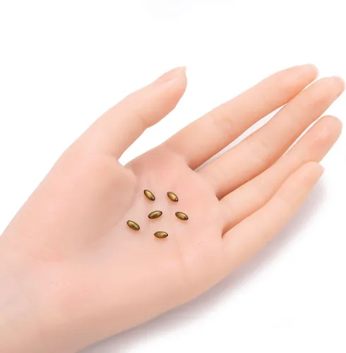 Miniatura 2 de 1000 cuentas sueltas de arroz ovaladas lisas de 0.236 in (0.24 pulgadas), espaciador pequeño y pequeño, chapado en bronce antiguo
