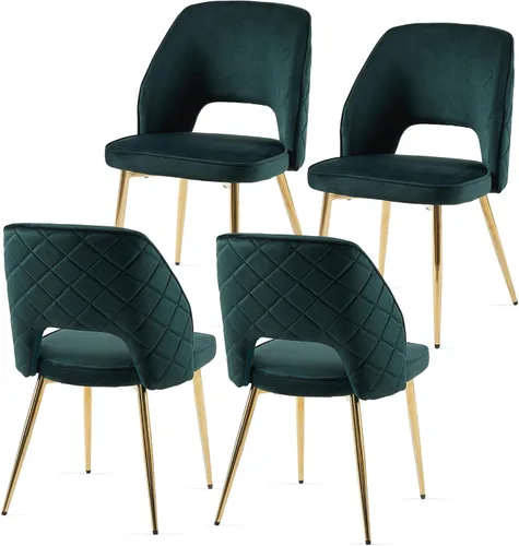 Miniatura 8 de NORDICANA Juego de 2 sillas de comedor modernas, sillas acentuadas tapizadas en beige bouclé con patas doradas de metal, sillas laterales