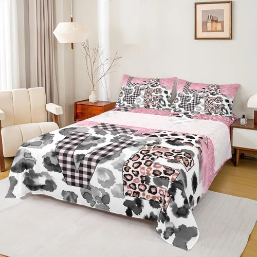 Miniatura 34 de Juego de sábanas abstractas de piel de guepardo, tamaño individual, decoración de lujo para habitación de niños, niñas y mujeres, juego de ropa