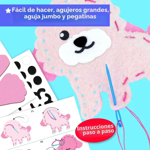 Miniatura 4 de KRAFUN Kit de costura fácil para principiantes, niños, artes y manualidades, 8 proyectos fáciles de bricolaje de muñecas de animales de peluche