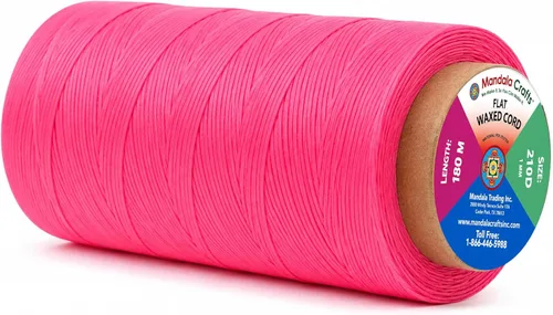 Miniatura 25 de Mandala Crafts Hilo encerado plano de 24 colores surtidos para costura de cuero, 55 x 24 yardas, hilo de poliéster 150D 0.031 in para cueros