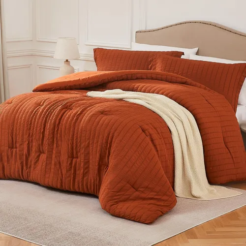 Miniatura 22 de Quataly - Juego de edredón Seersucker tamaño Twin/Twin XL en color blanco; juego de cama de 2 piezas que incluye 1 edredón suave y esponjoso y 1