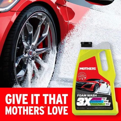 Miniatura 2 de Mothers Triple Action Foam Wash, 16 oz. - pH equilibrado, ecológico, súper sudsy, cañón de espuma, limpieza segura sin pelar cera, sellador