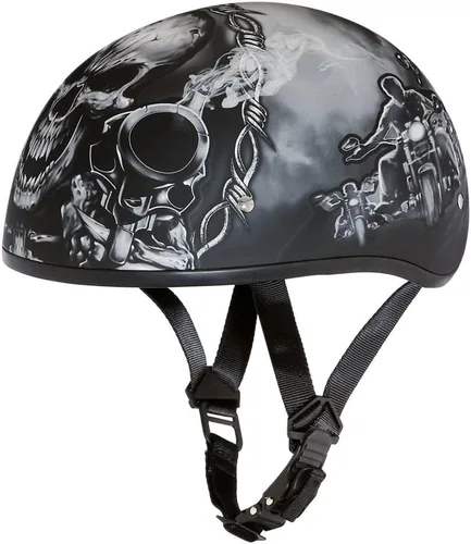 Miniatura 2 de Daytona Helmets - Medio casco de motocicleta con diseño de calavera y huesos cruzados – Aprobado DOT [Gráficos]