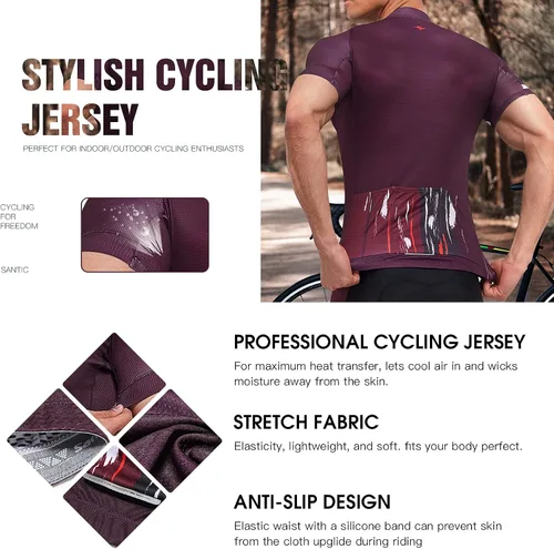Miniatura 2 de Santic Maillot de ciclismo de manga corta para hombre ropa de bicicleta de carretera con relleno