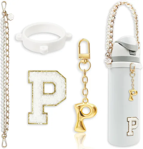 Miniatura 48 de Letter Handle Strap Accessories with Cute Initial Charm Compatible with Owala Water Bottle 24oz 32oz 40oz Owala Kids Púrpura