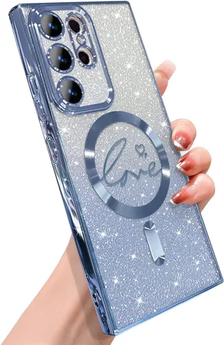Miniatura 326 de ZONRW - Funda para Samsung Galaxy S22 Ultra magnética, para mujeres y niñas, cubierta trasera suave, lujosa, con corazón de amor, bling, degradado